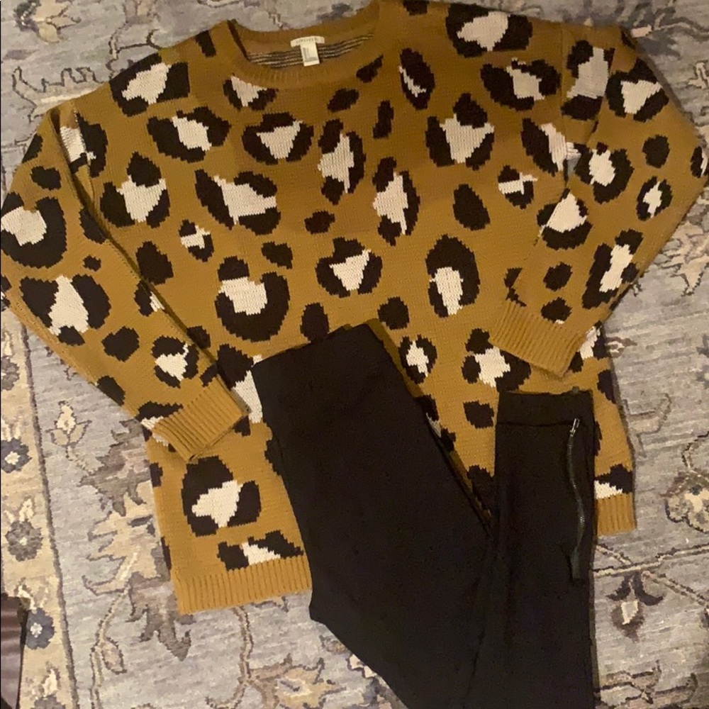 Forever 21 Leopard Print Oversized Sweater